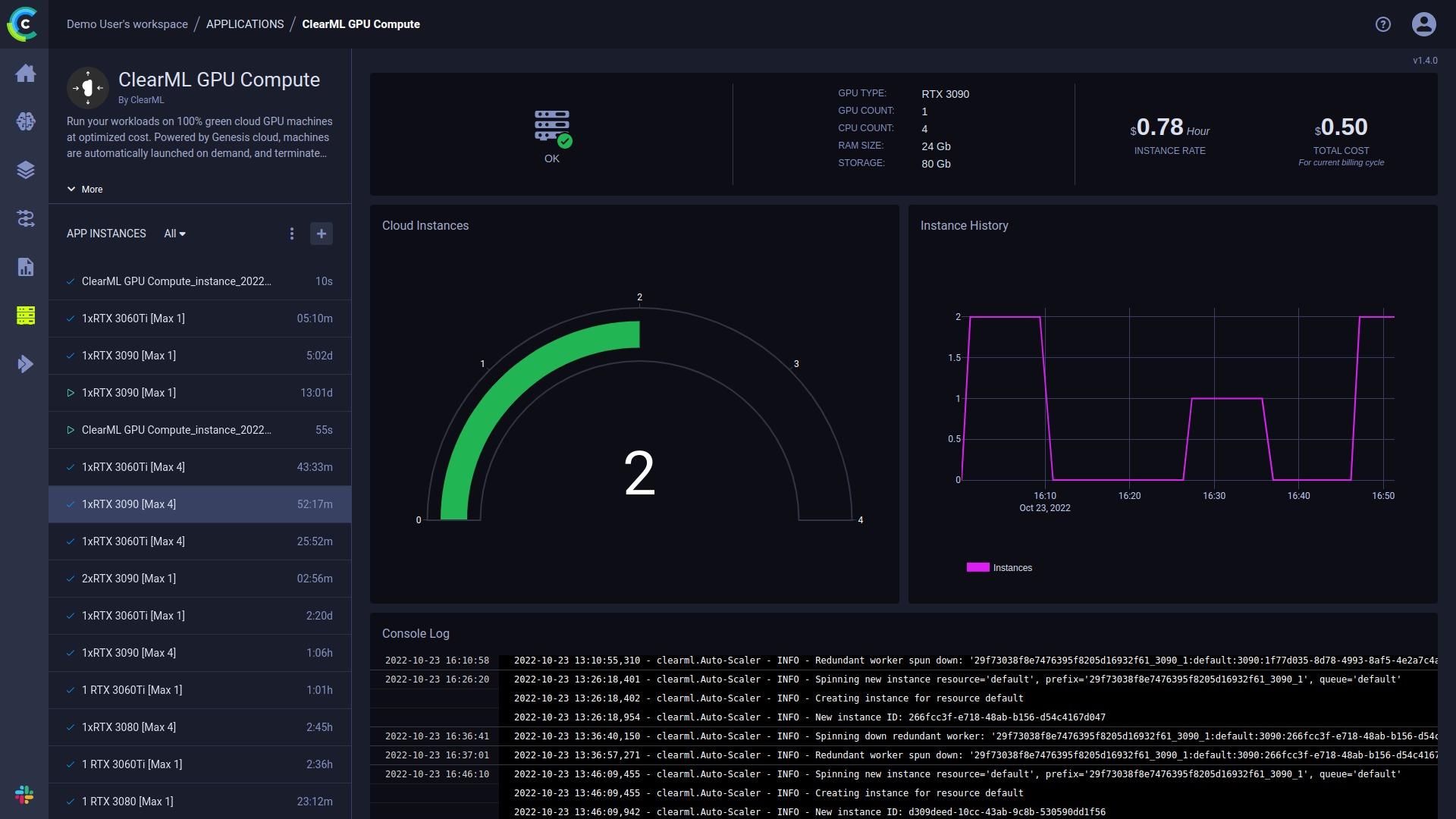 GPU Compute dashboard