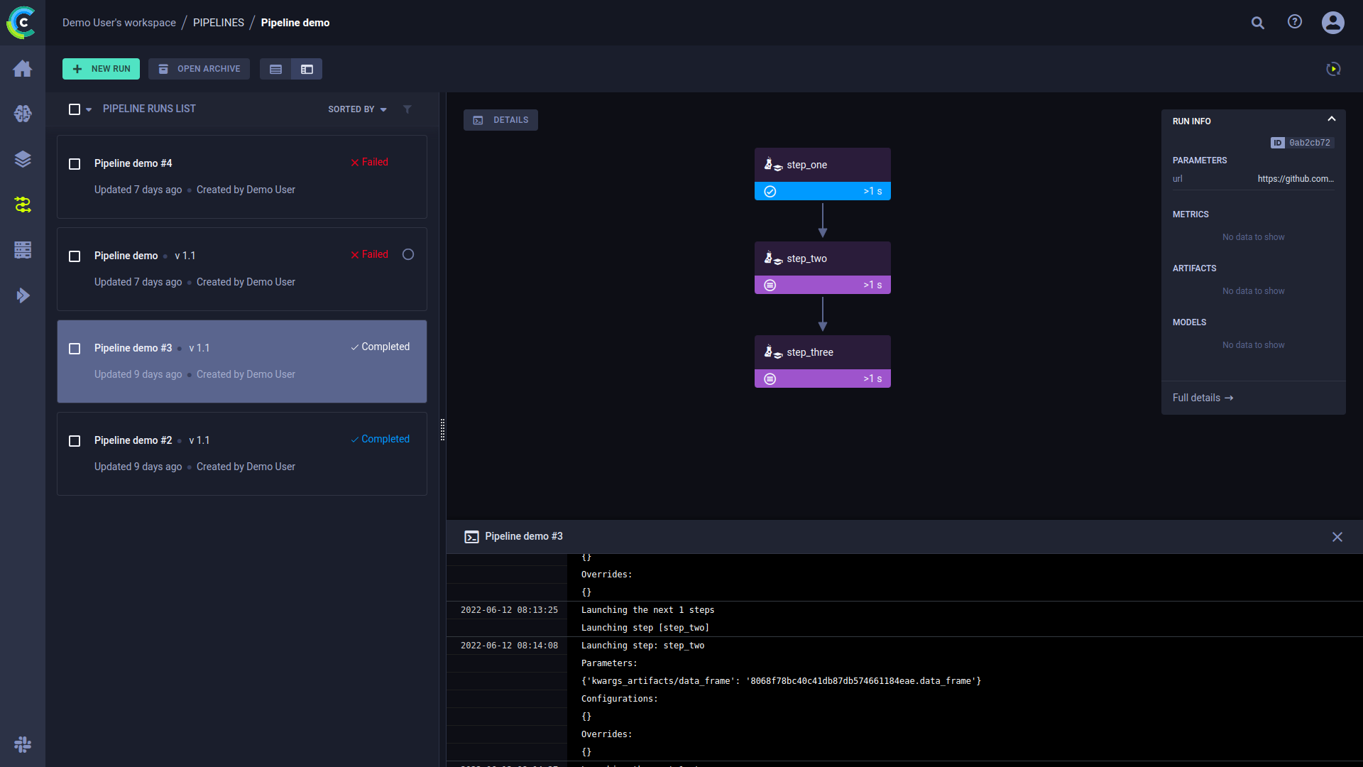 Pipeline console