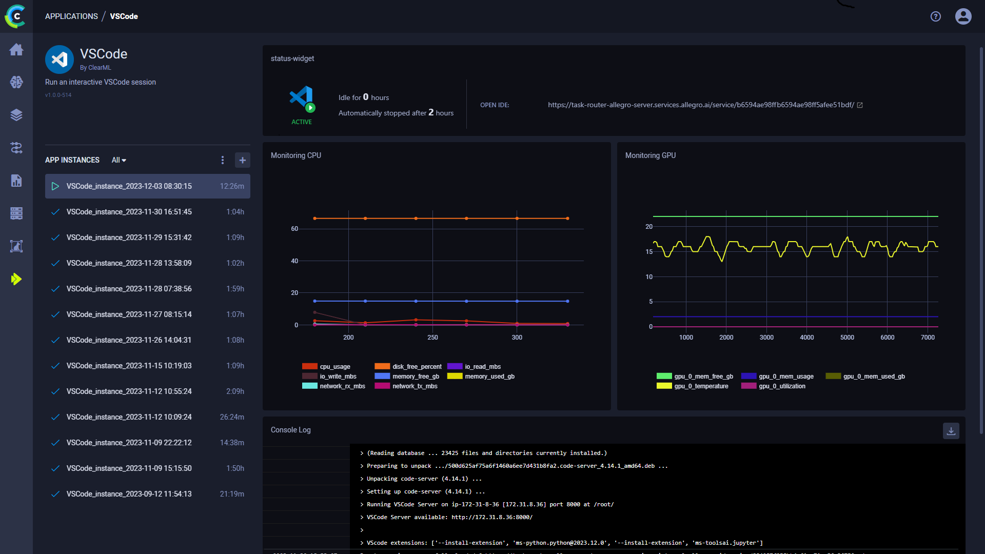 VS Code Dashboard