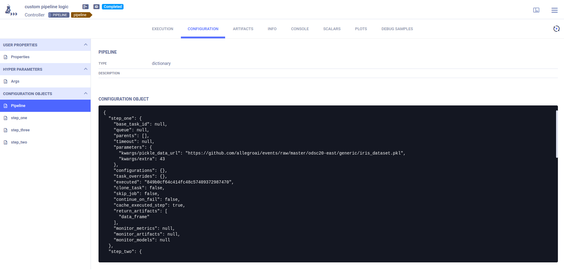 Pipeline configuration