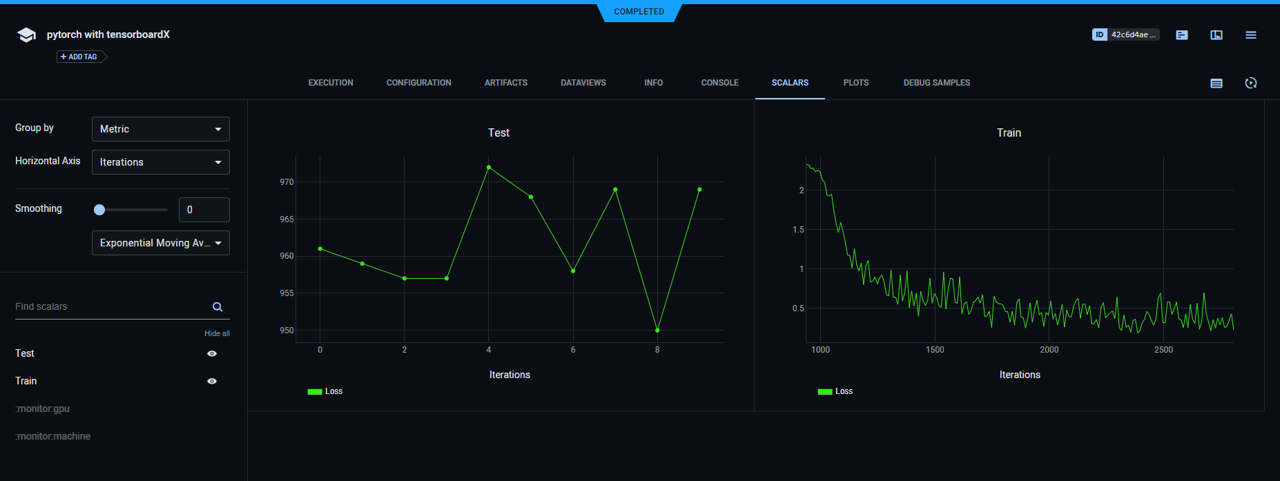 TensorboardX WebApp scalars