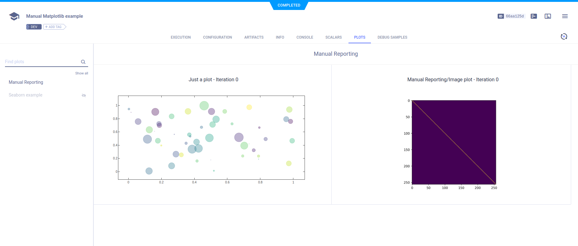 Experiment Matplotlib plots