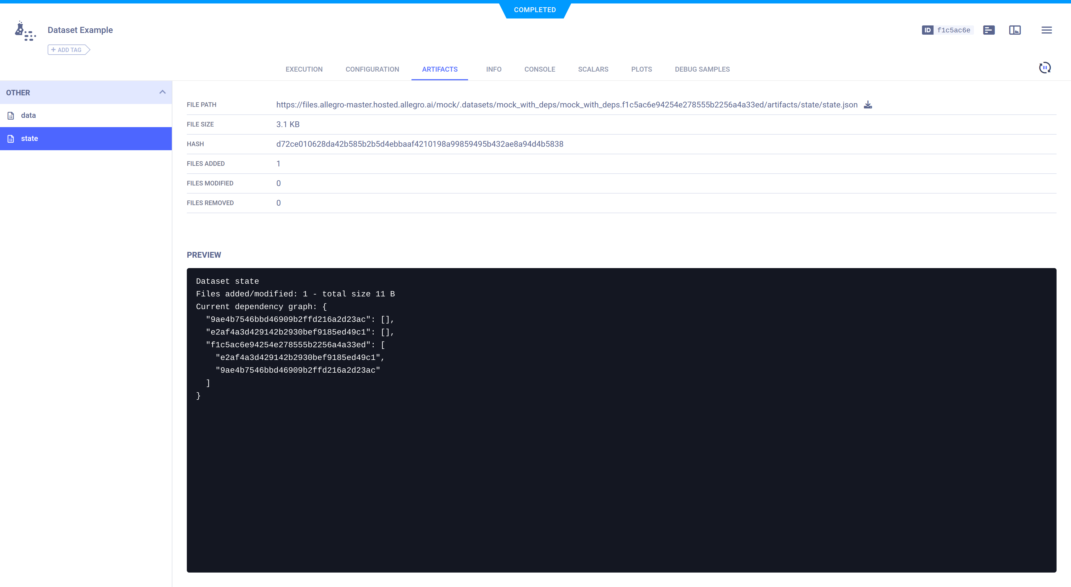 Dataset task info