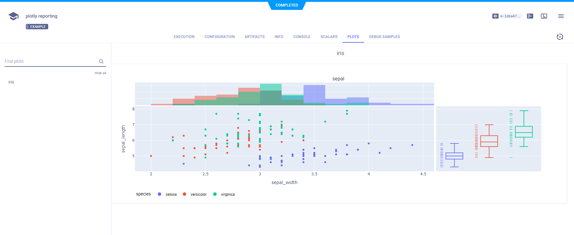 Web UI experiment plots