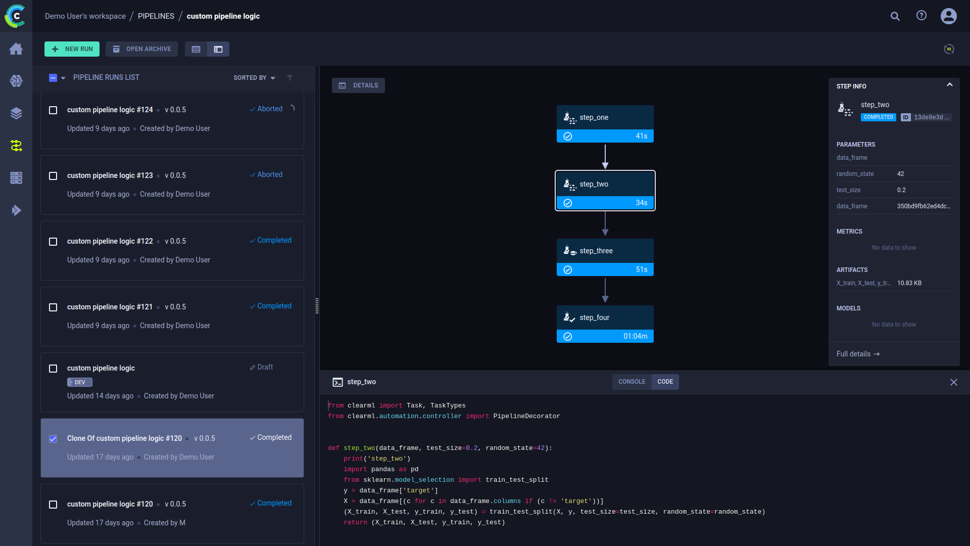 Pipeline step code