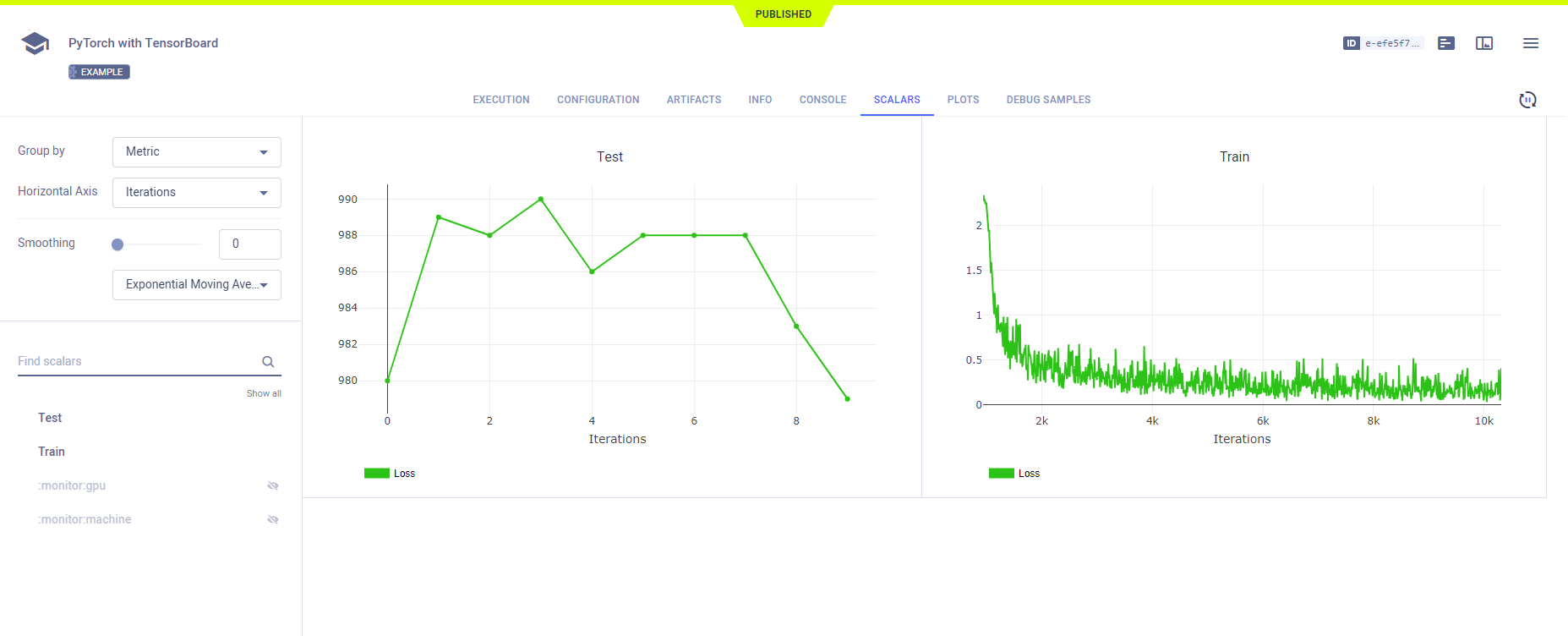 TensorBoard WebApp scalars