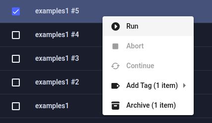 pipeline run context menu