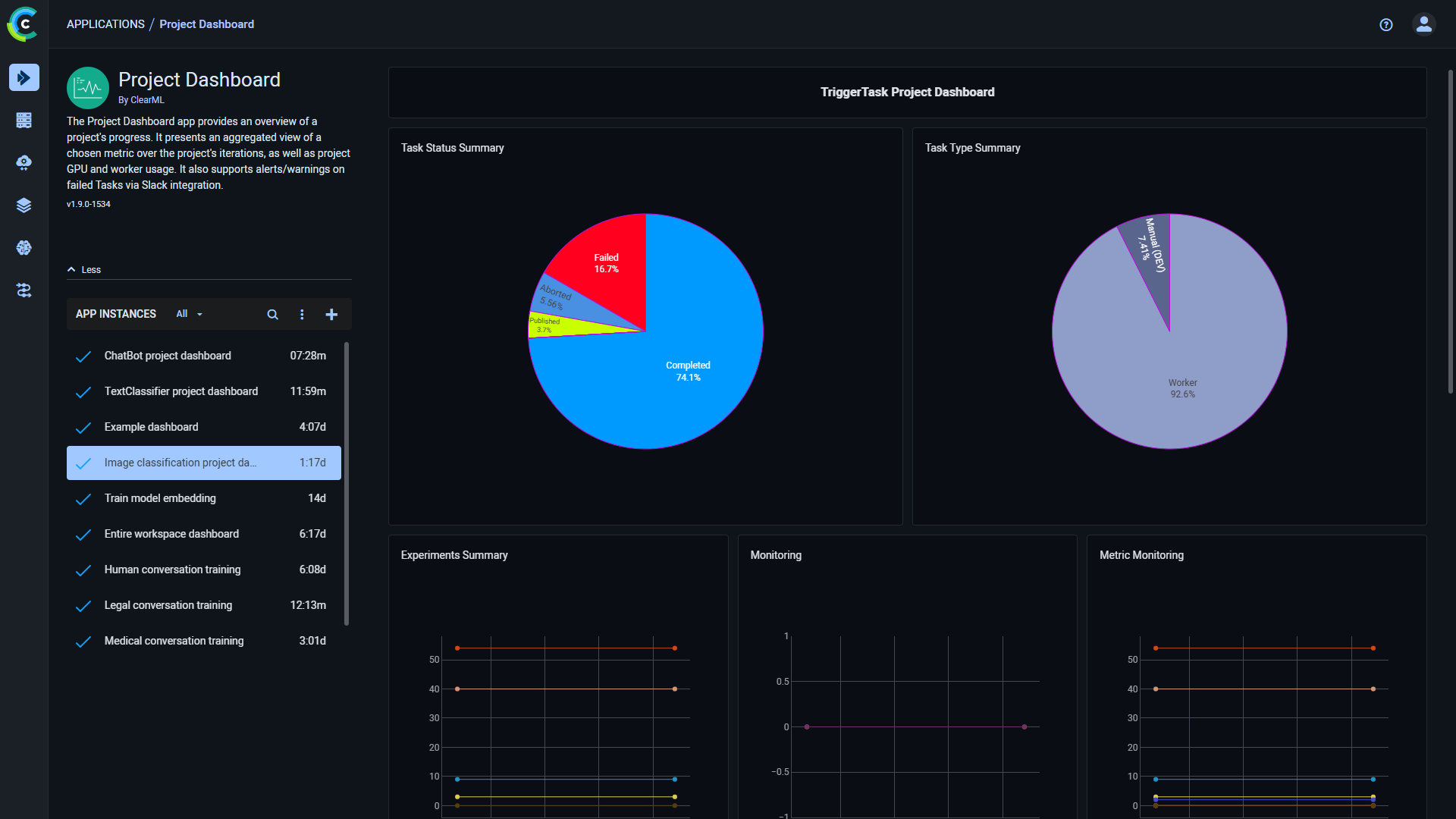 App dashboard