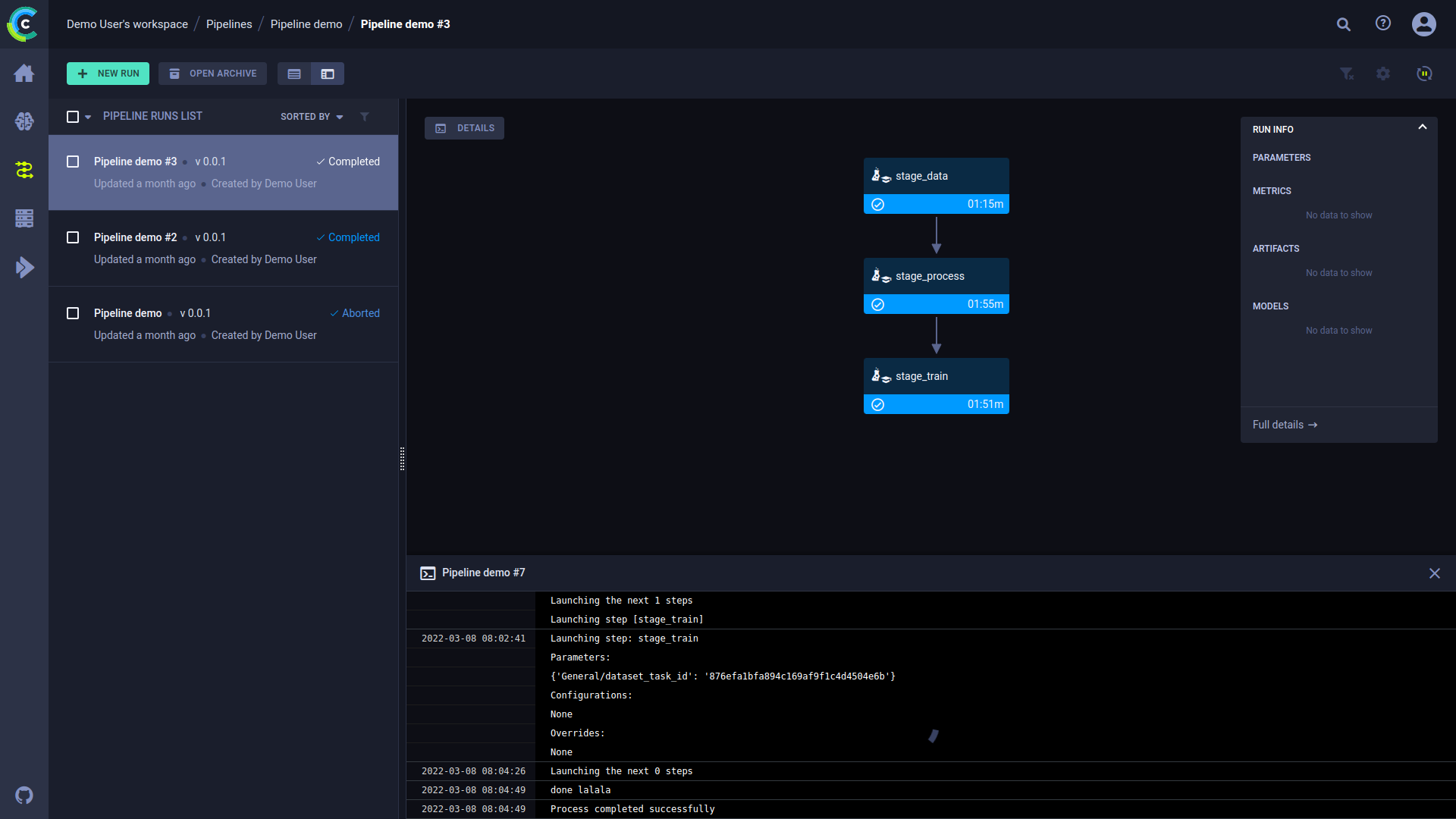 Pipeline console