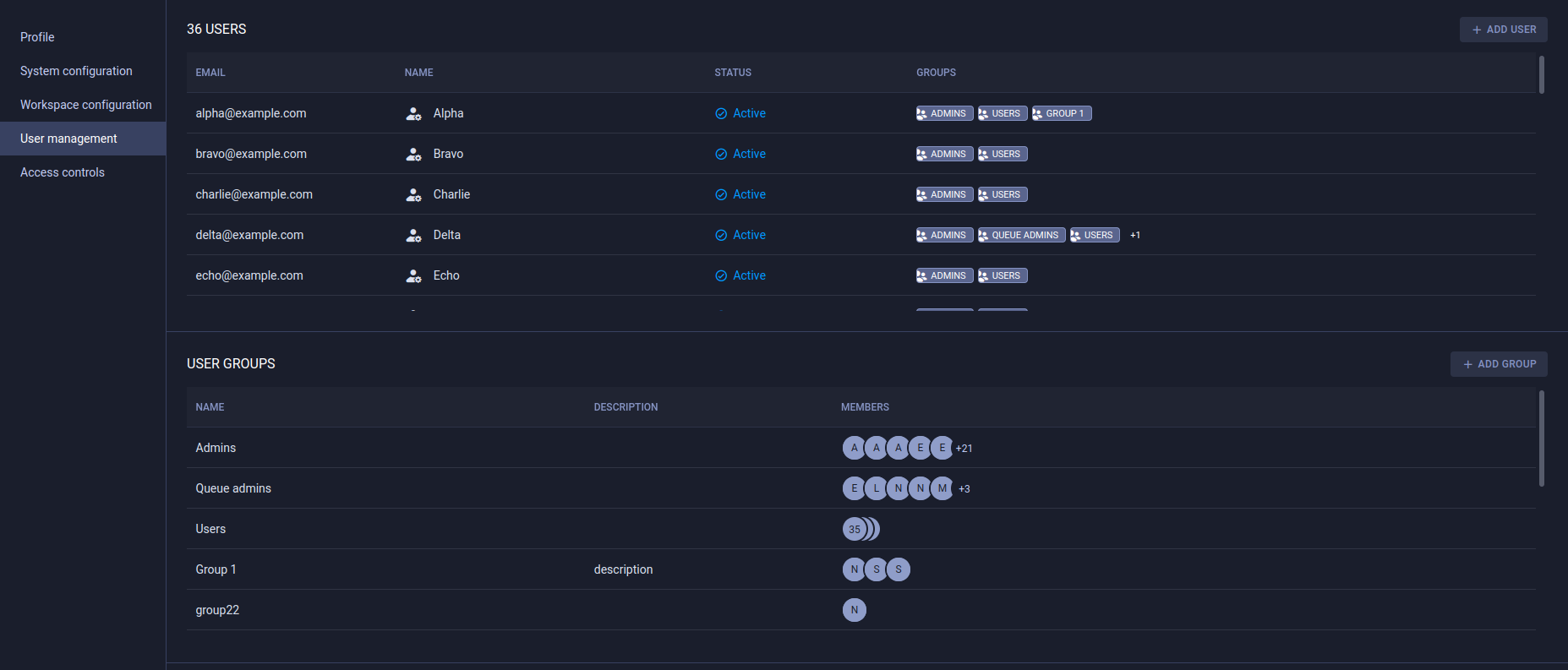 User Management Page