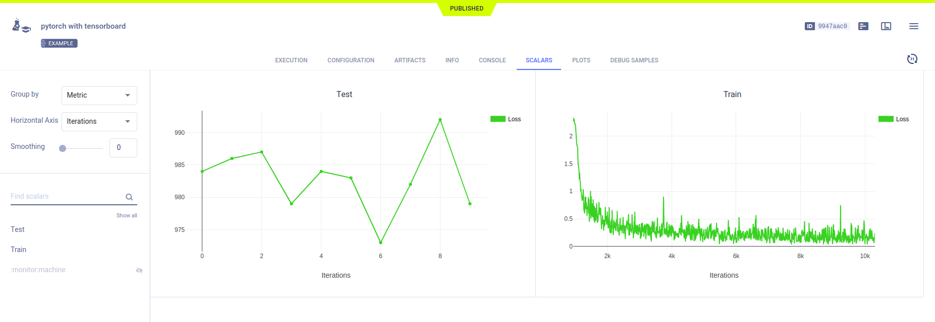 TensorBoard WebApp scalars