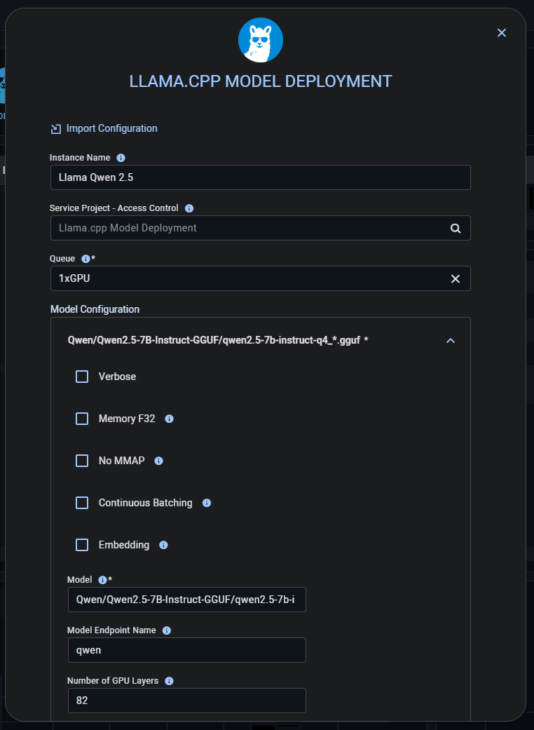 llama deployment app form