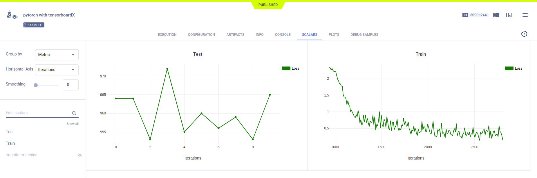 TensorboardX WebApp scalars