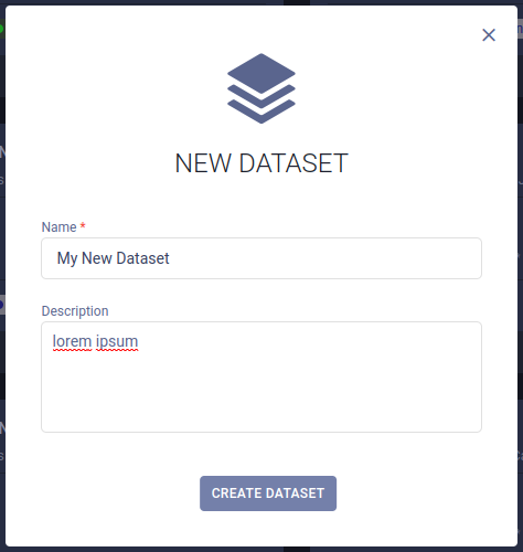 Hyper-Dataset creation modal