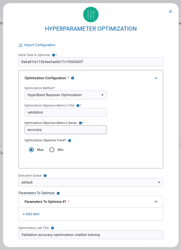 HPO app instance launch form