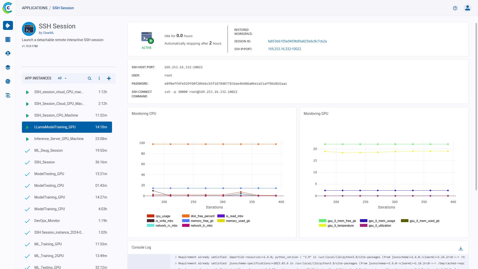 SSH Session Dashboard