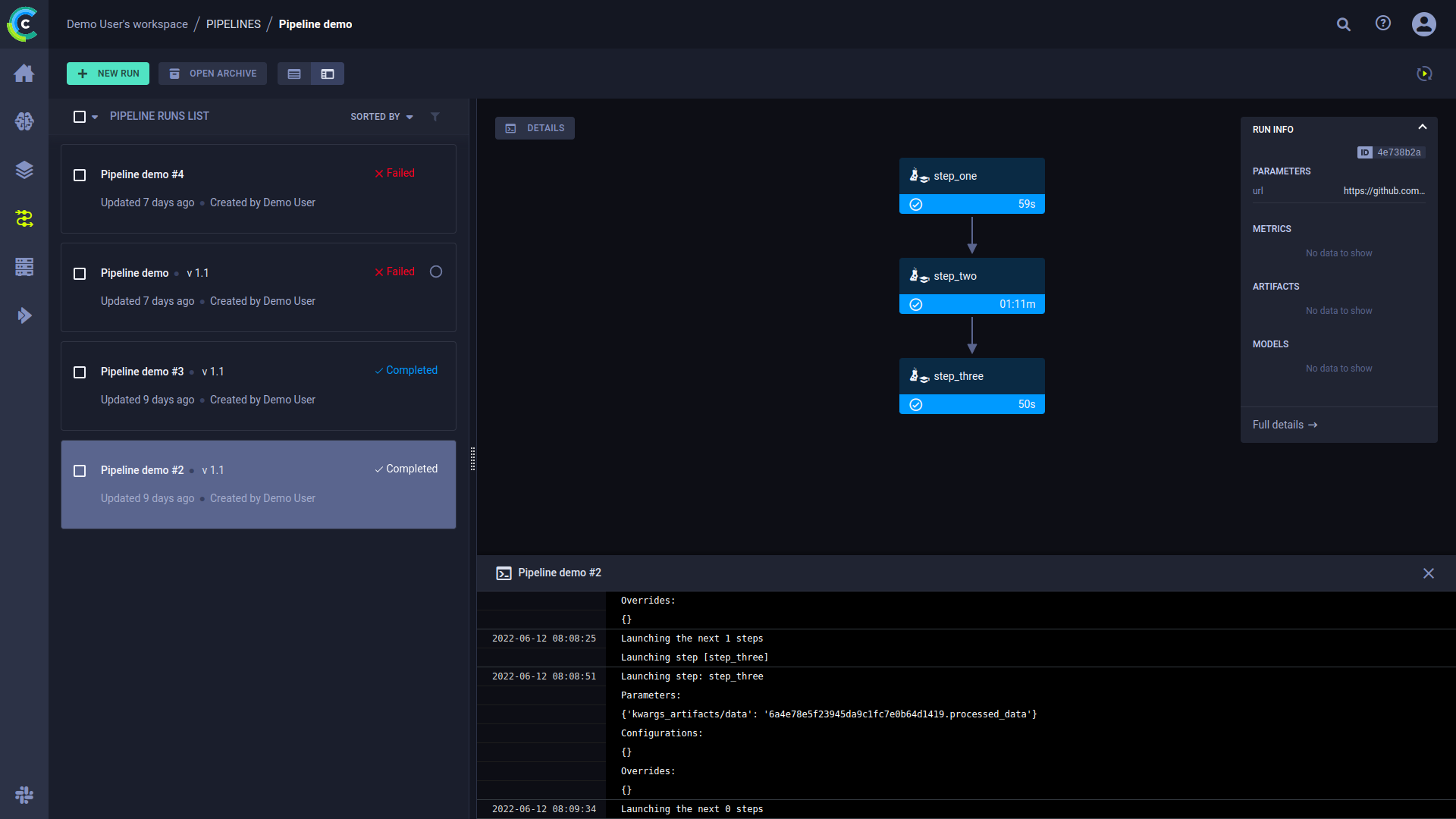 Pipeline console