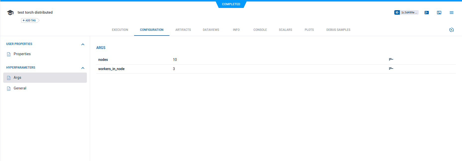 Task hyperparameters Args