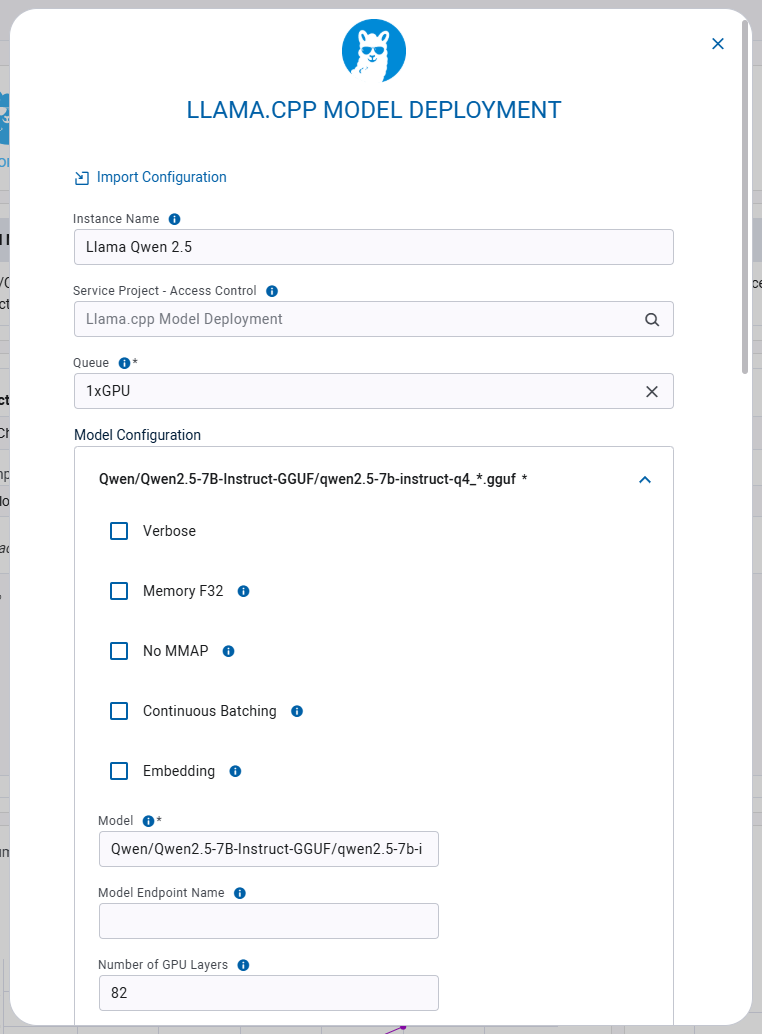 llama deployment app form