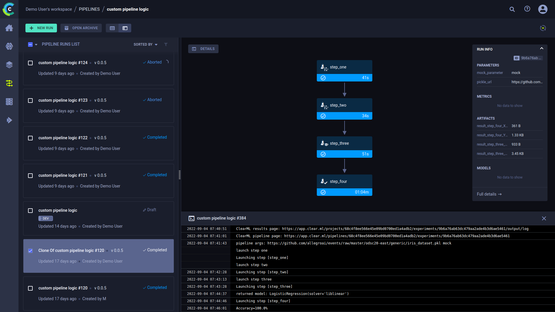 Pipeline console
