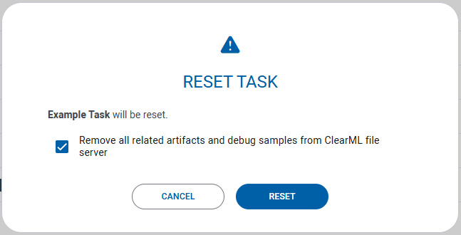 Reset modal