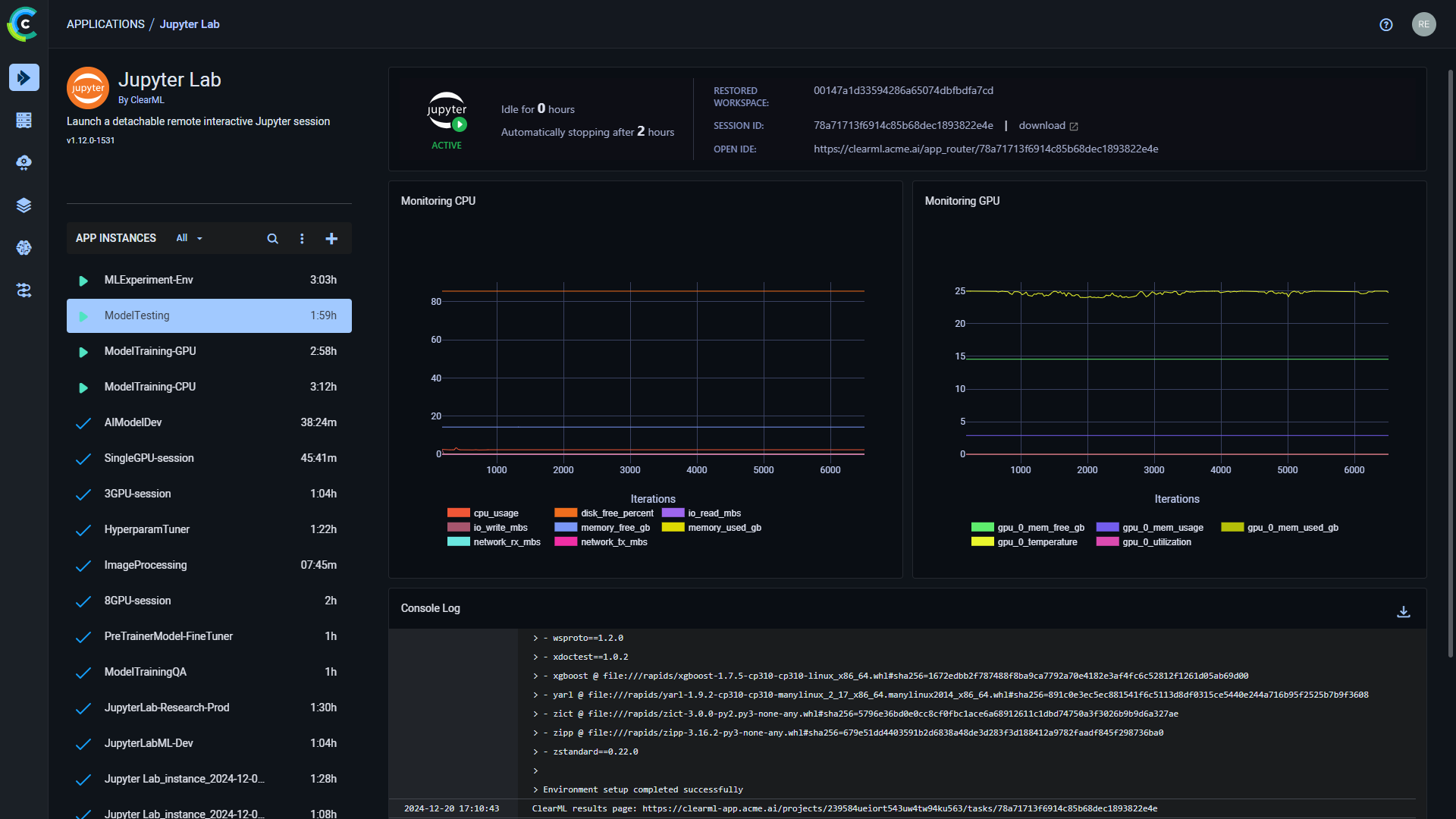 Jupyter Lab Dashboard