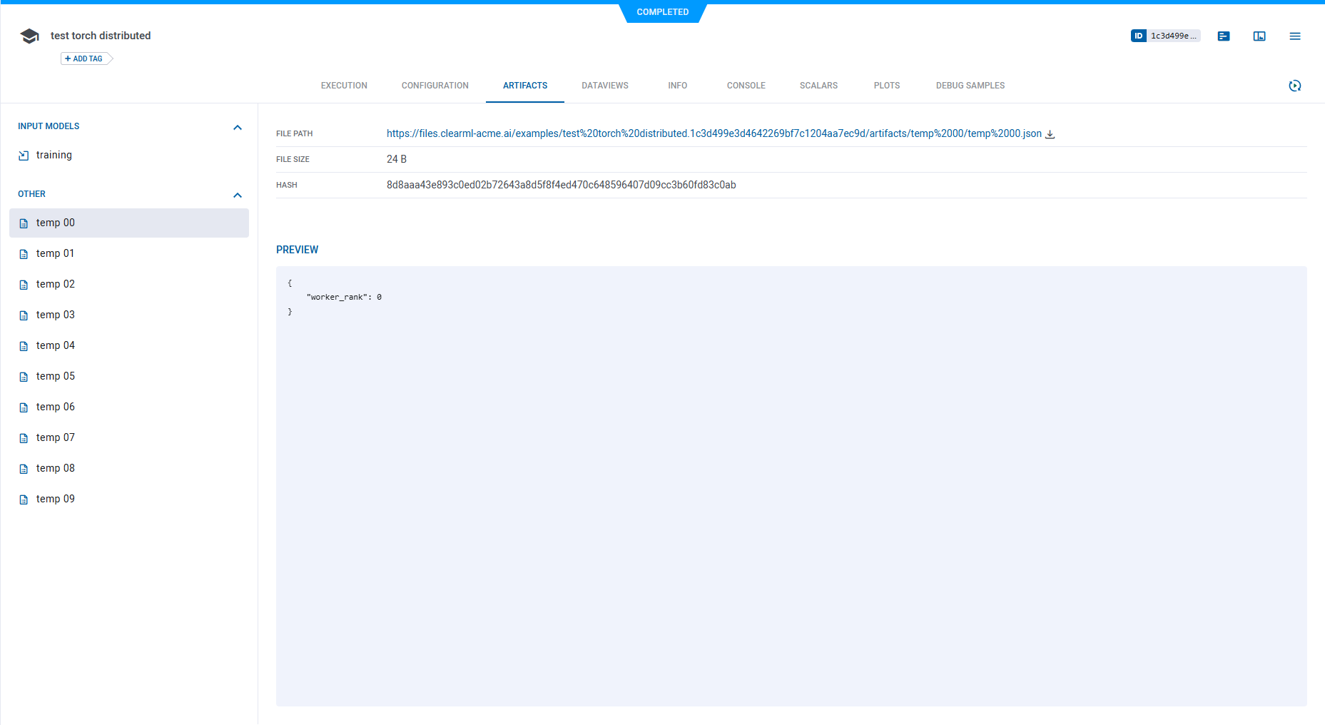 Task artifacts