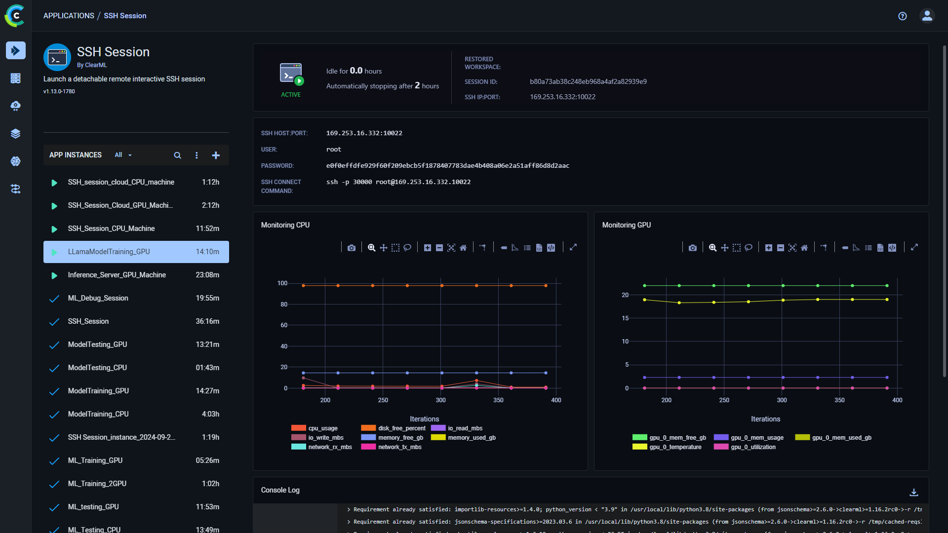 SSH Session Dashboard