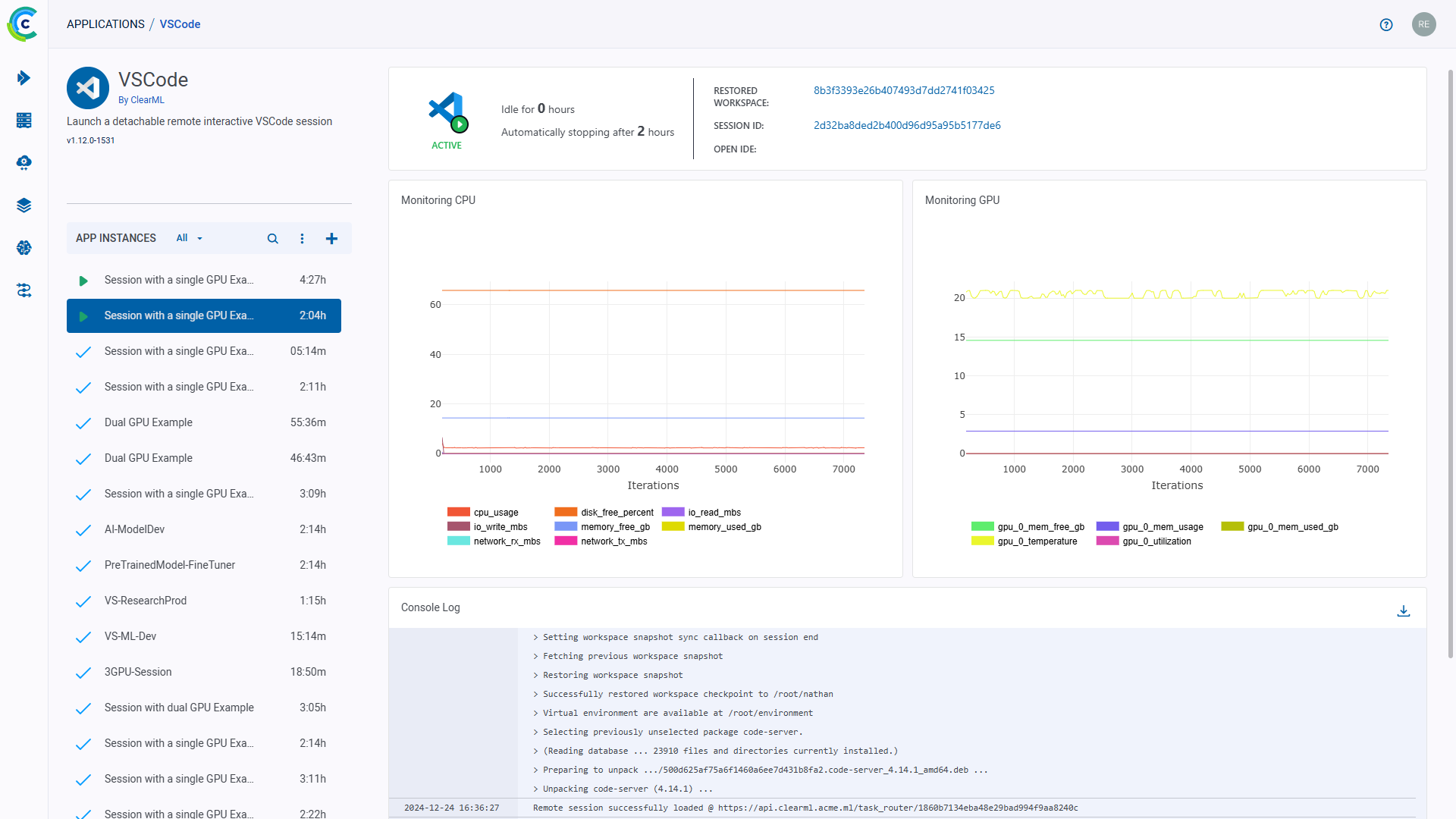 VS Code Dashboard