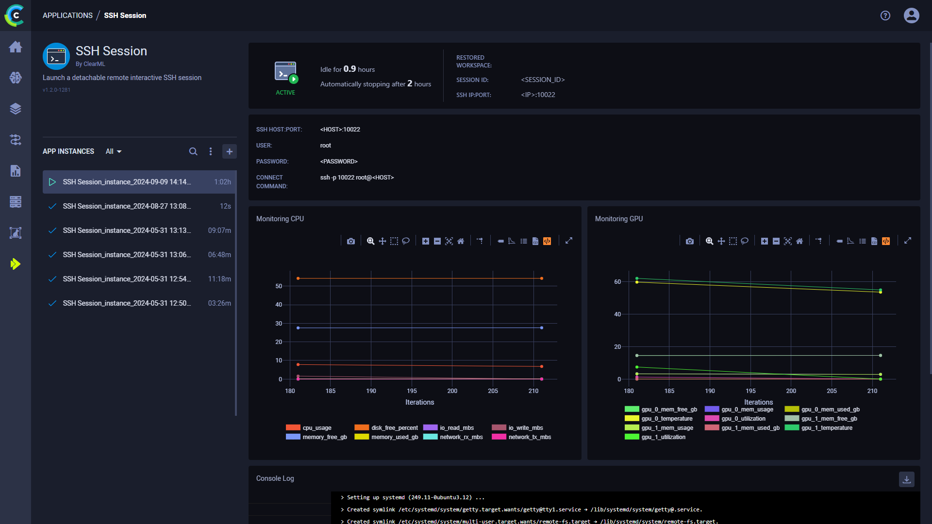 SSH Session Dashboard