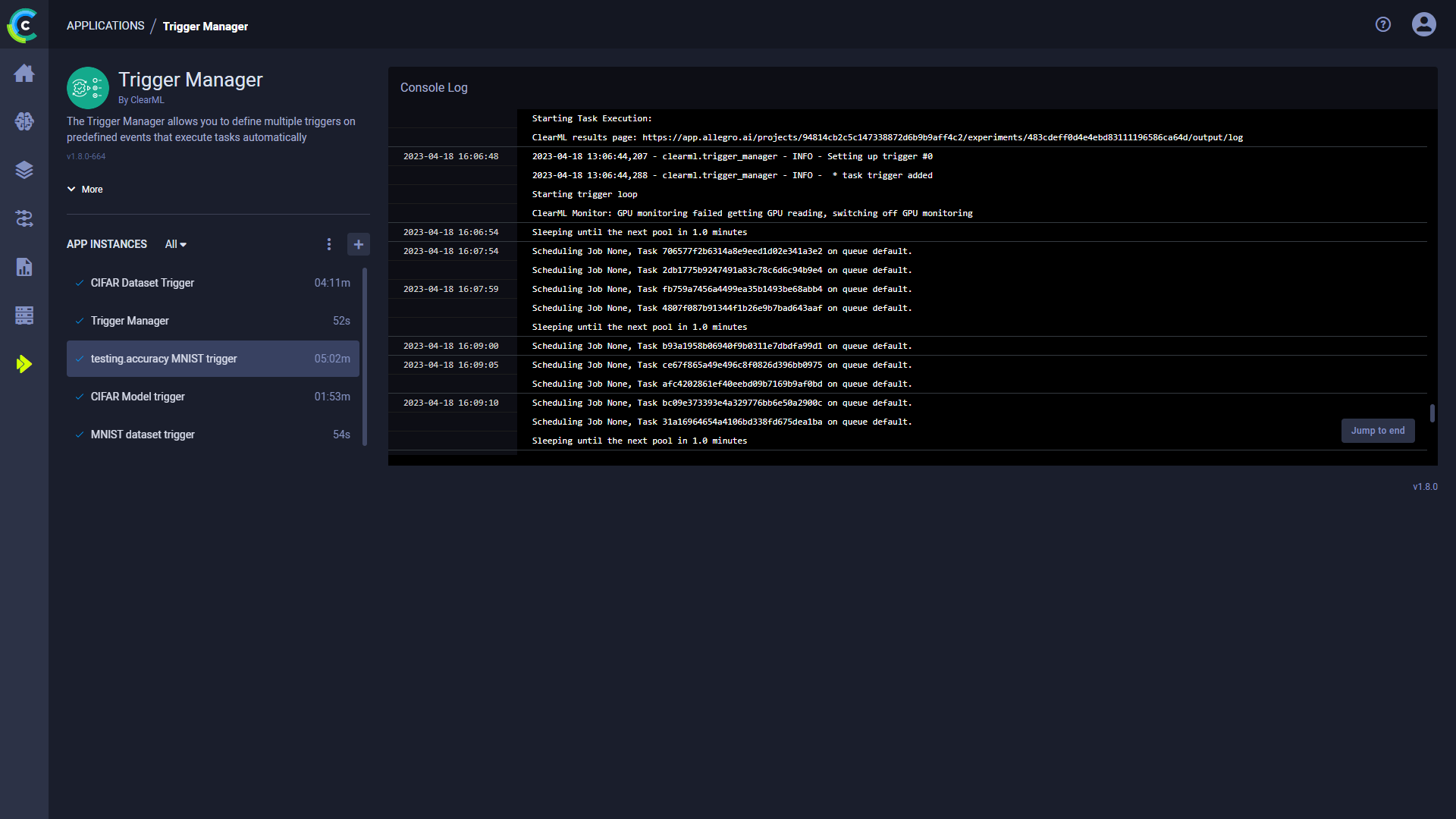 Trigger dashboard