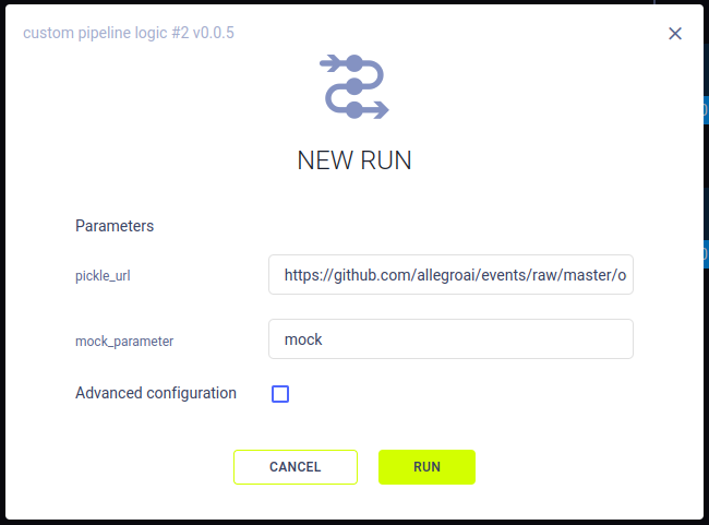 Pipeline params UI