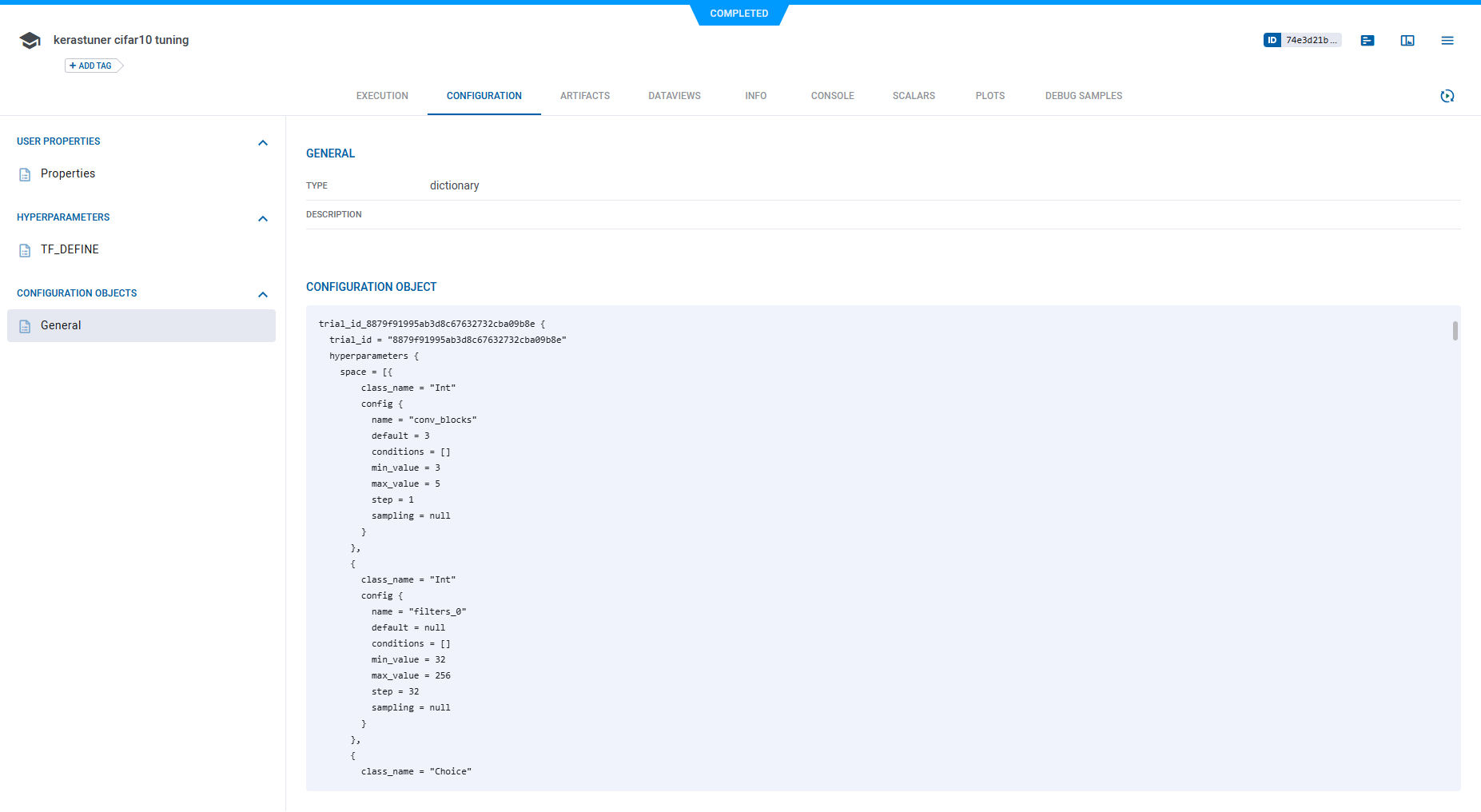 Configuration object