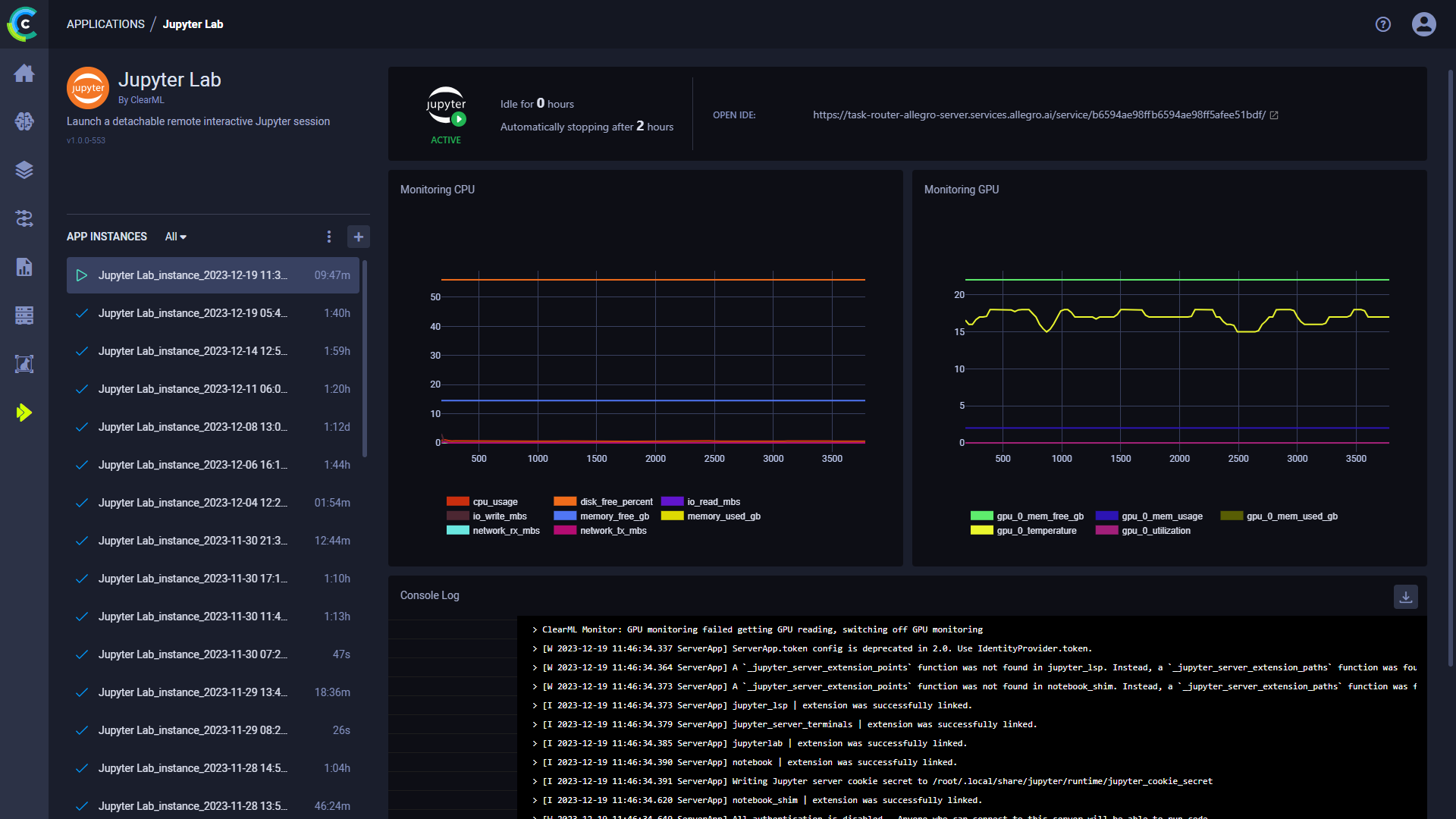 Jupyter Lab Dashboard