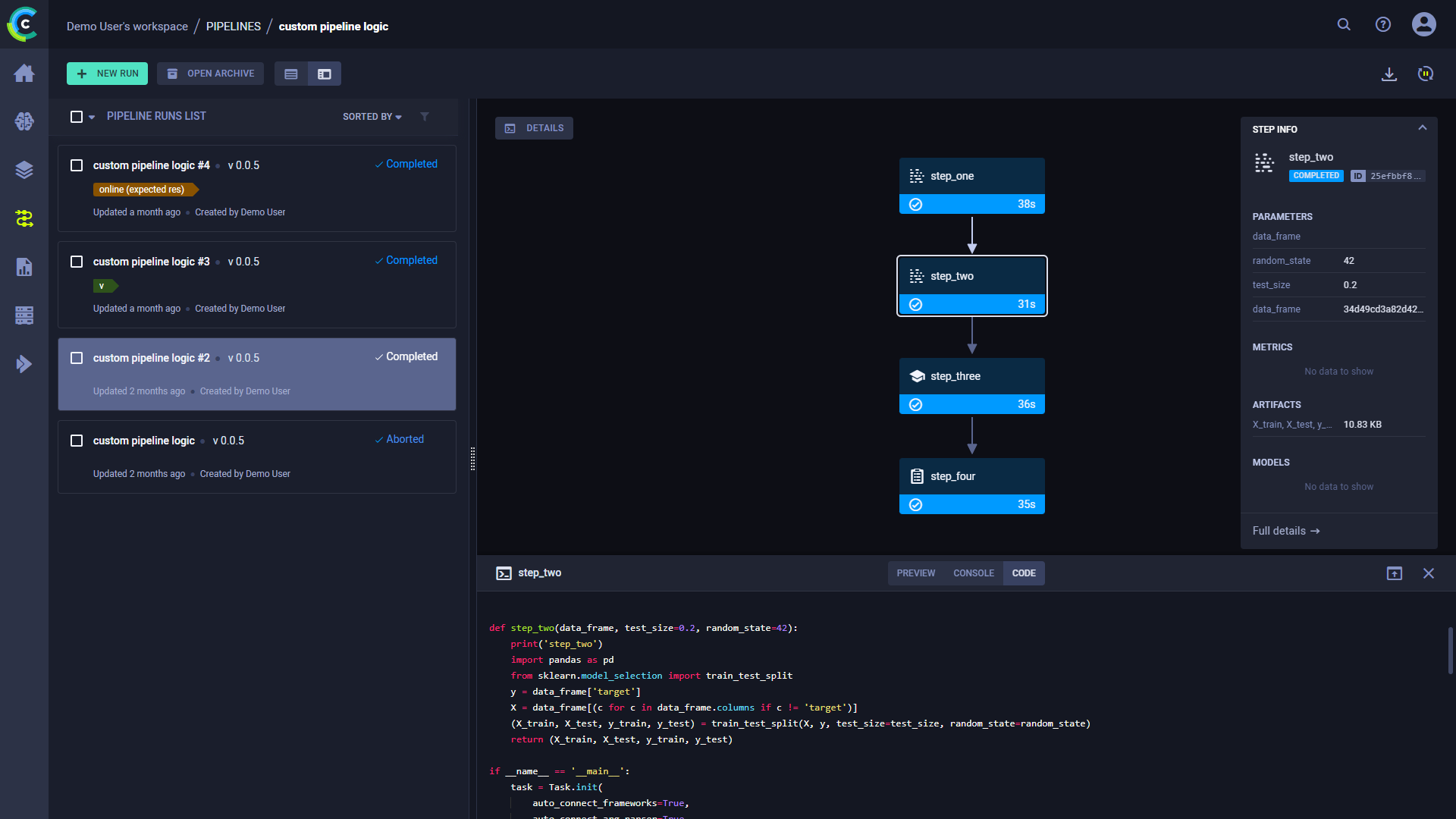 Pipeline step code