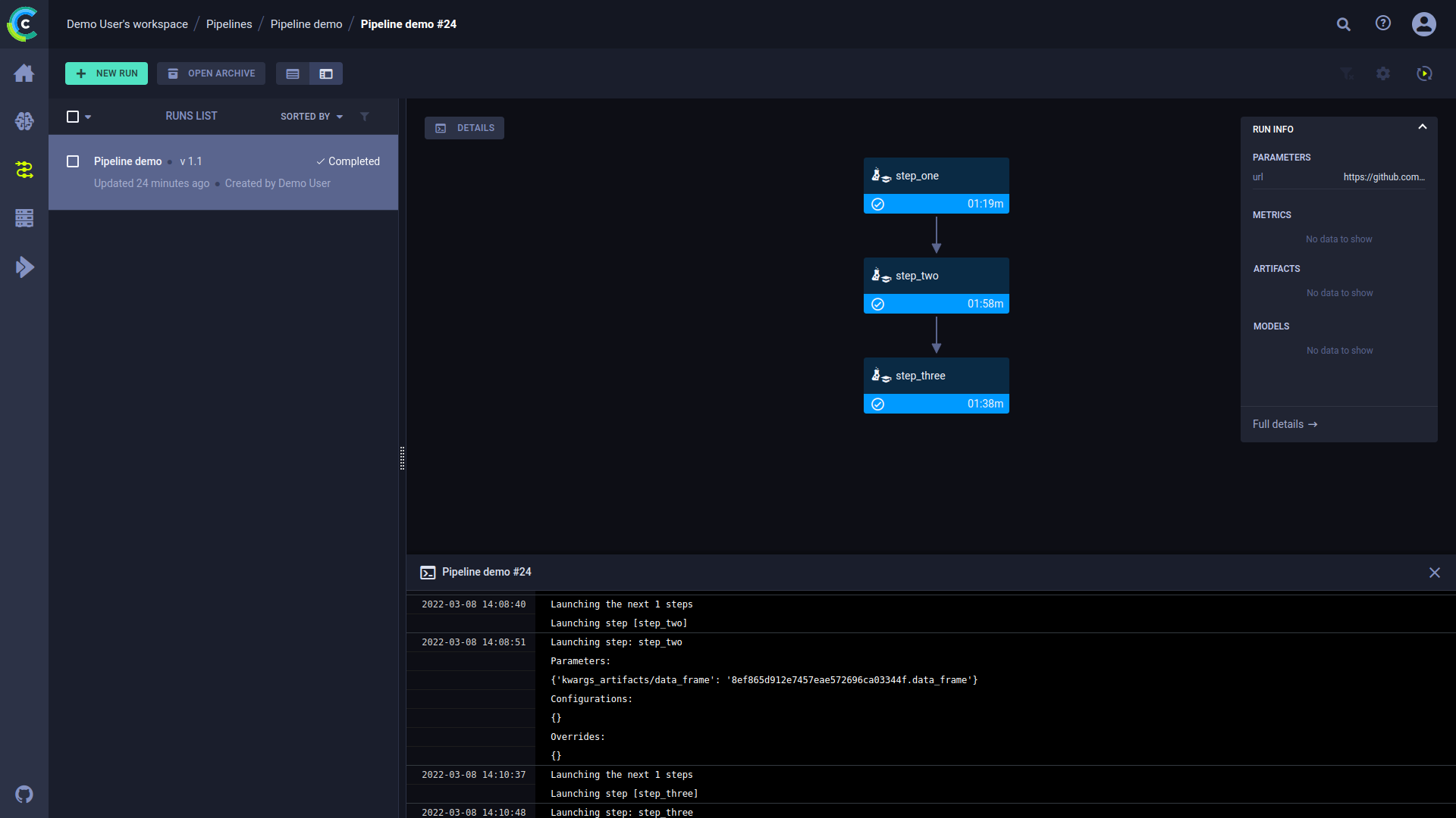 Pipeline console