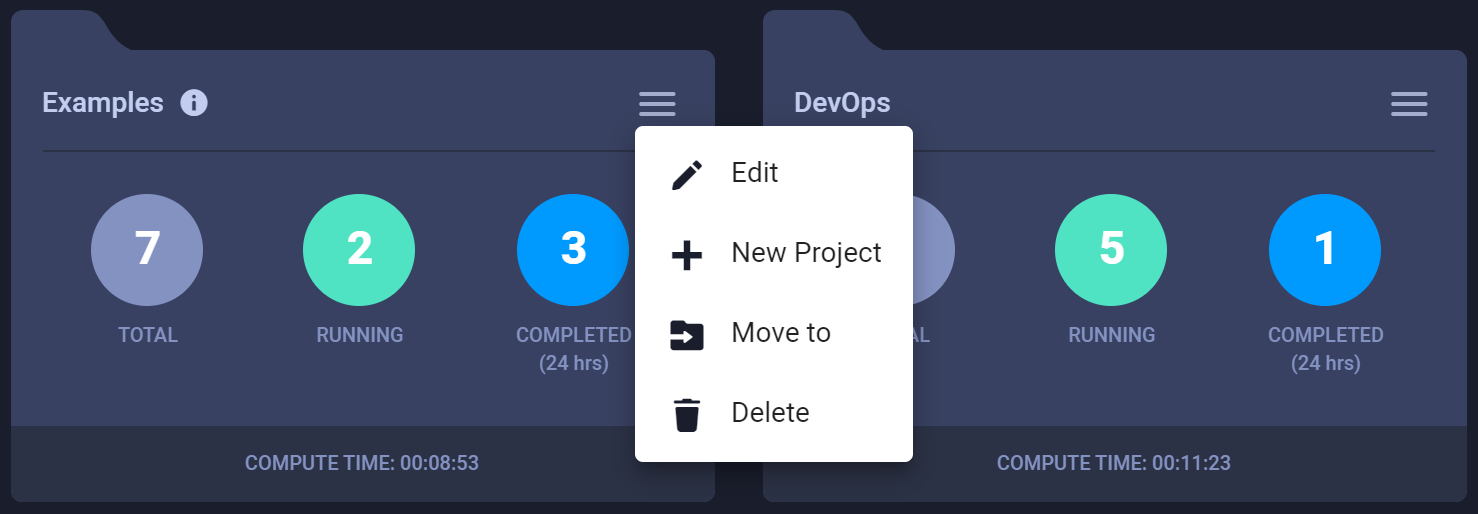 Project context menu