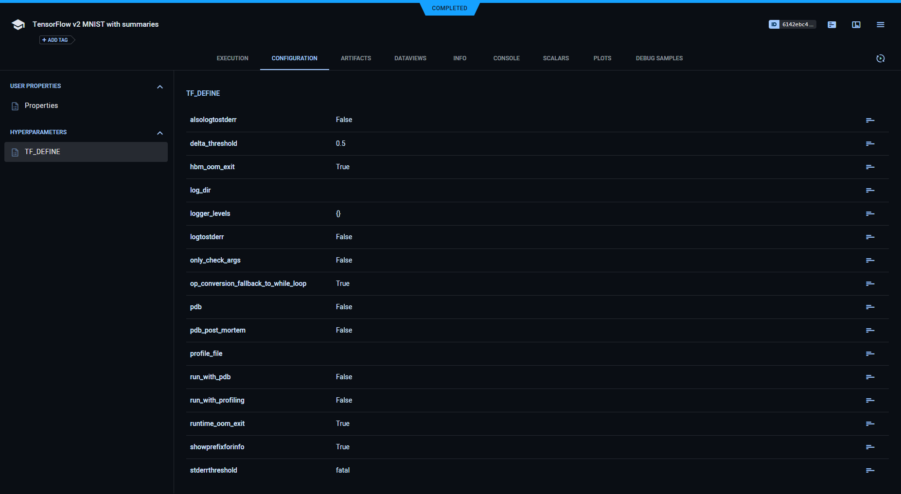 Task hyperparameters