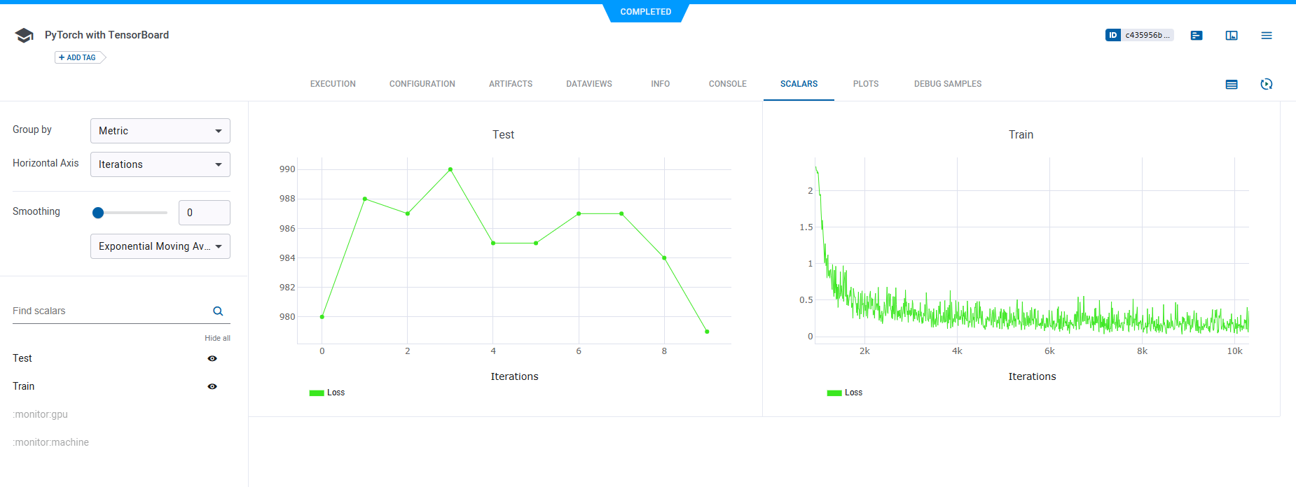 TensorBoard WebApp scalars