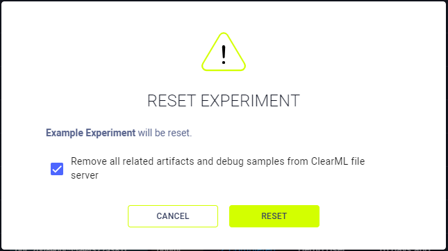 Reset modal