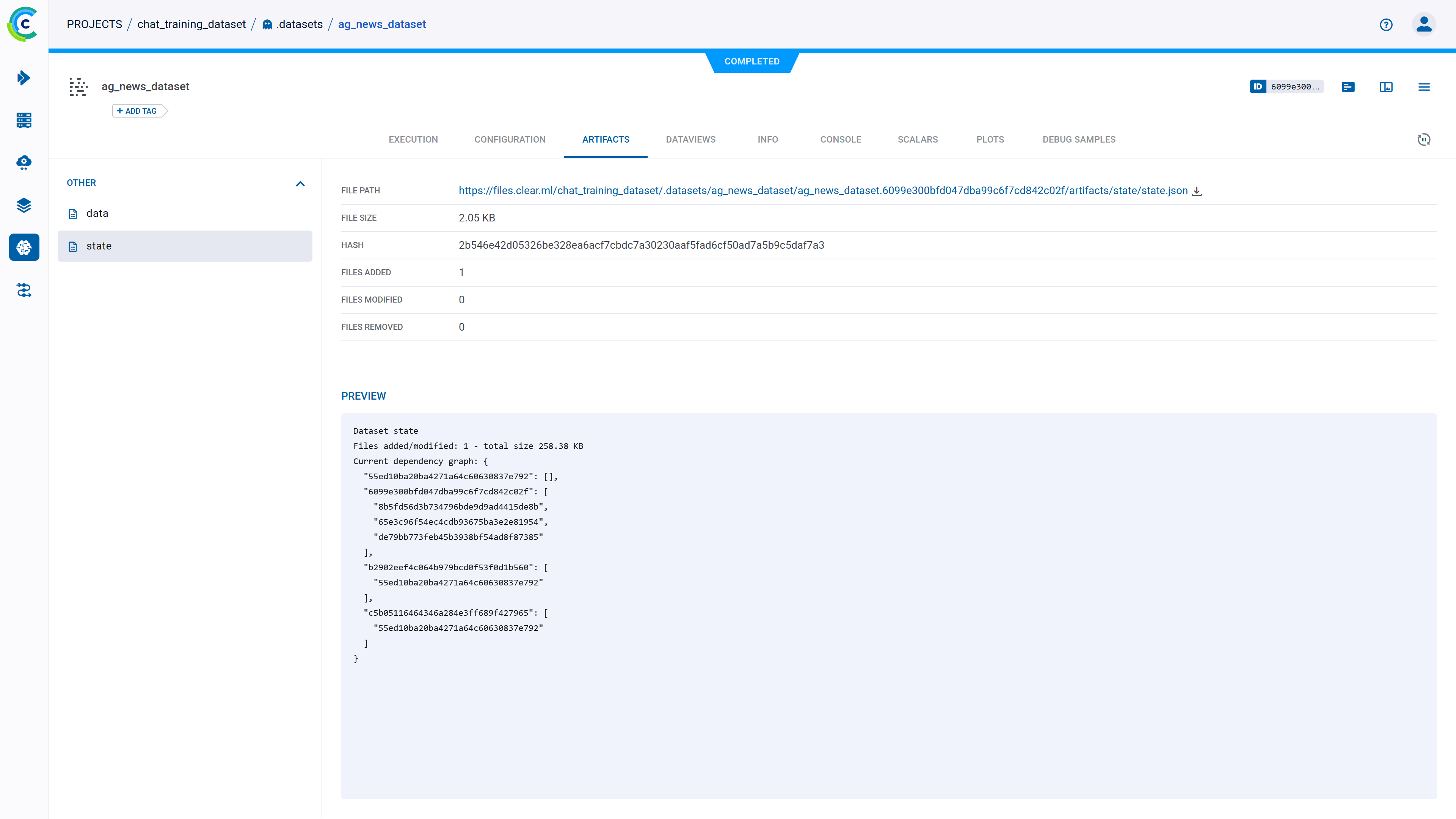 Dataset task info