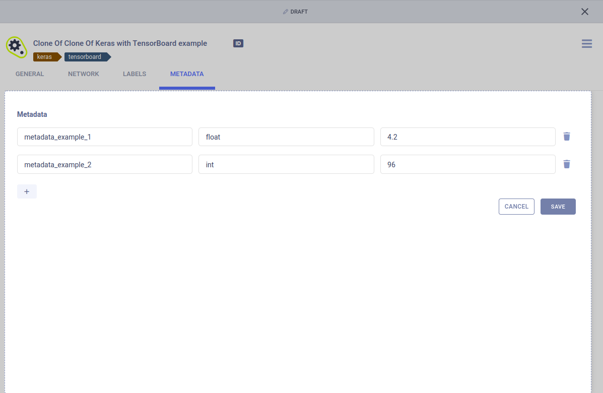 Model metadata editing