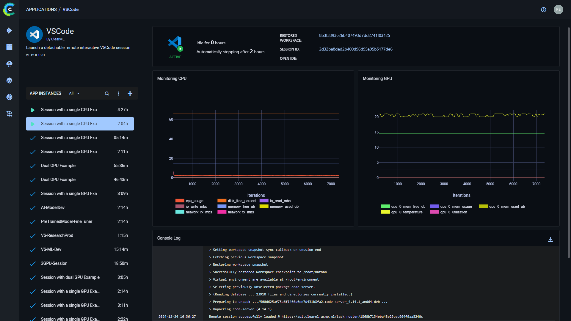 VS Code Dashboard