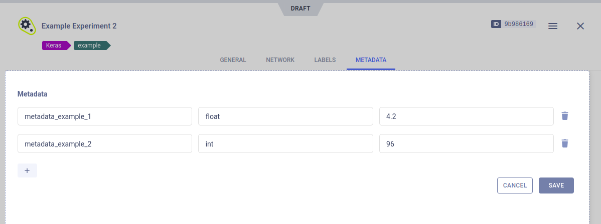 Model metadata editing