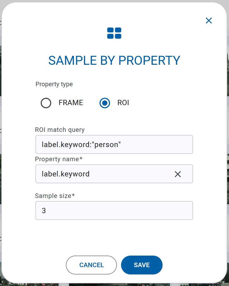 Sample by Property modal