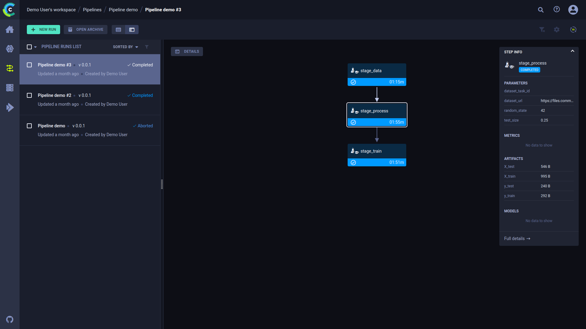 Pipeline step info