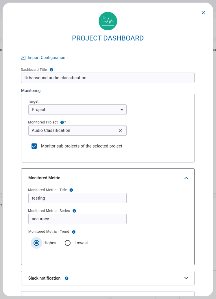 Dashboard app instance launch form