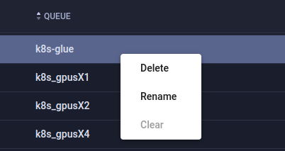 Queue context menu