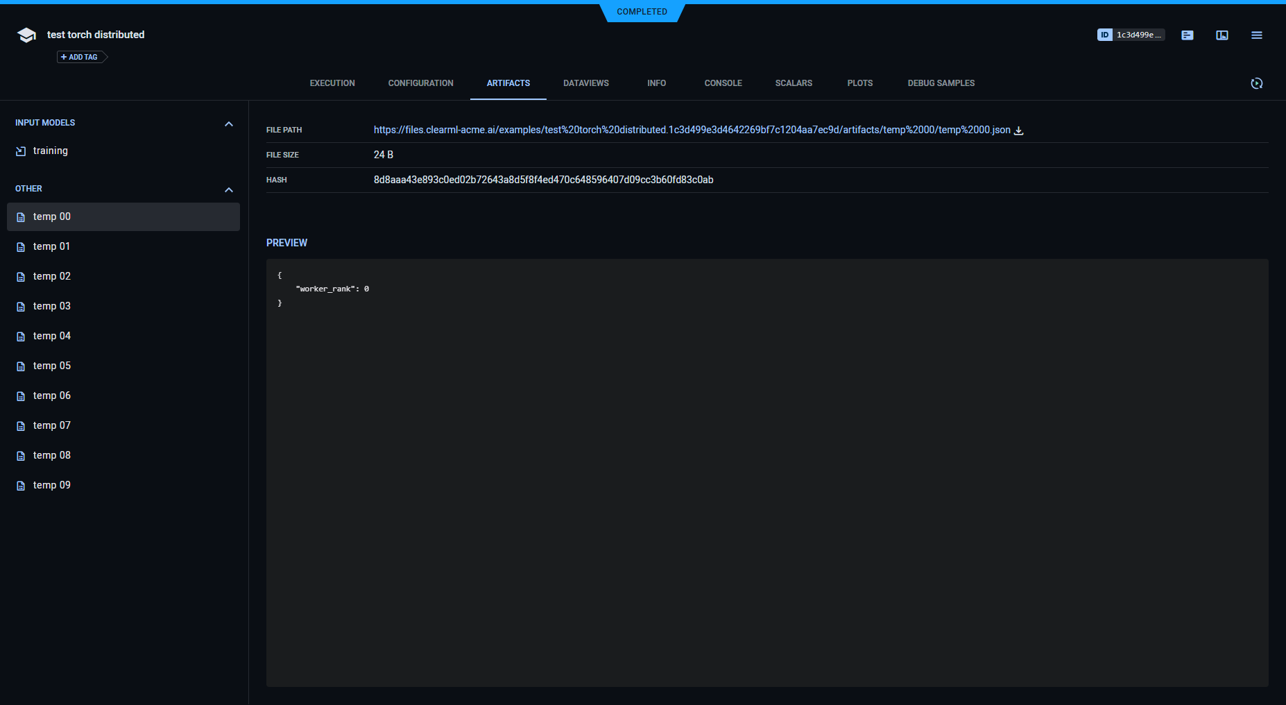 Task artifacts
