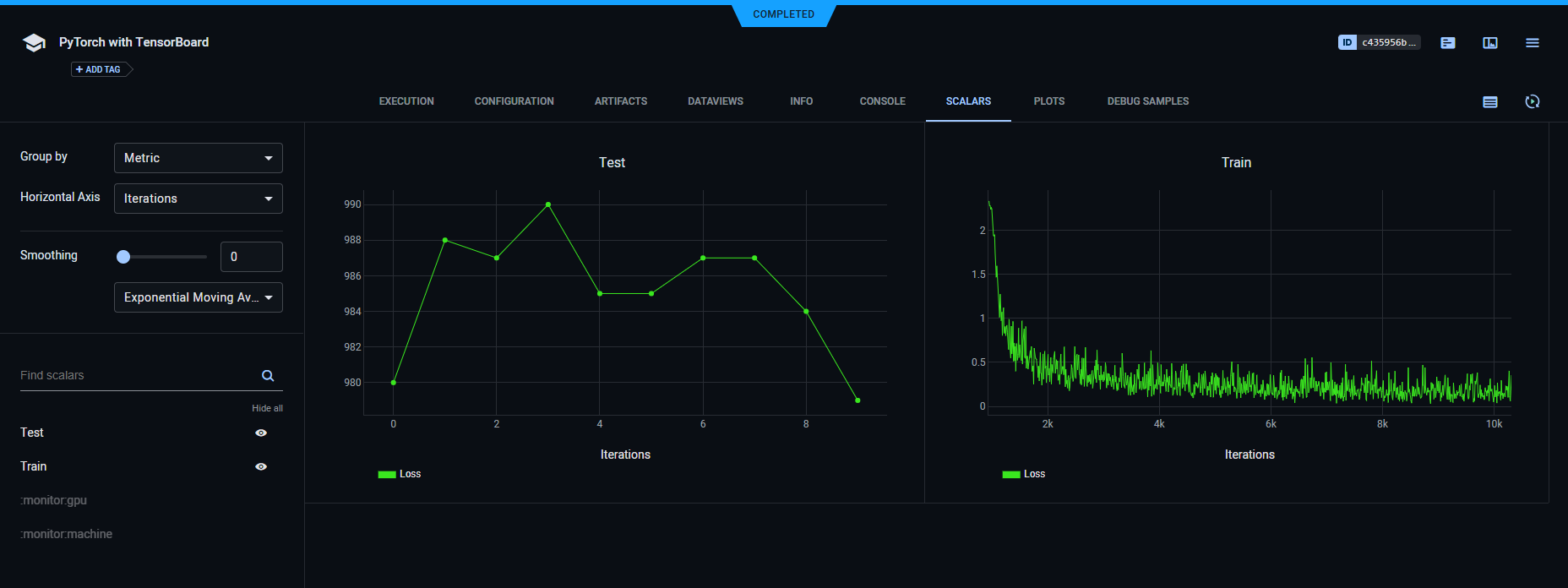 TensorBoard WebApp scalars